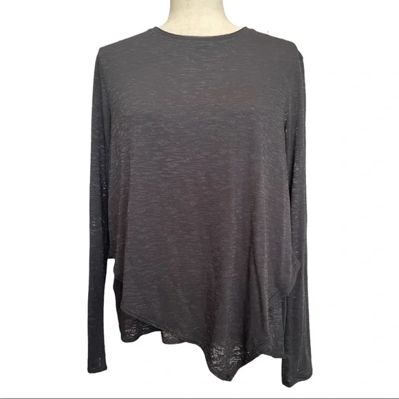 Lululemon Black Burnout Fabric Irregular Hem Top - Picture 1 of 7